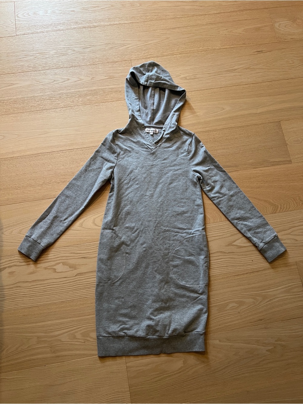 Gray Hooded Sweatshirt Maternity Dress XXS